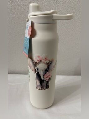 Zak! 24oz Vacuum Insulated Water Bottle |  Decorated with Baby Elephants | NWT
